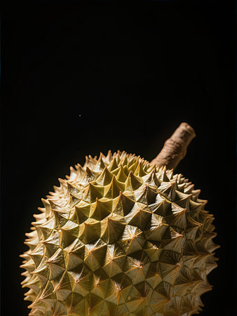 Durian fruit isolated on black background, King of fruit in Thailand.