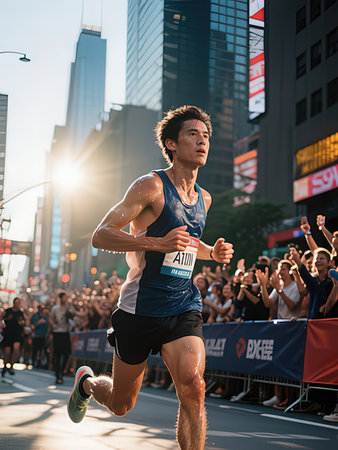 Man running at a marathon.