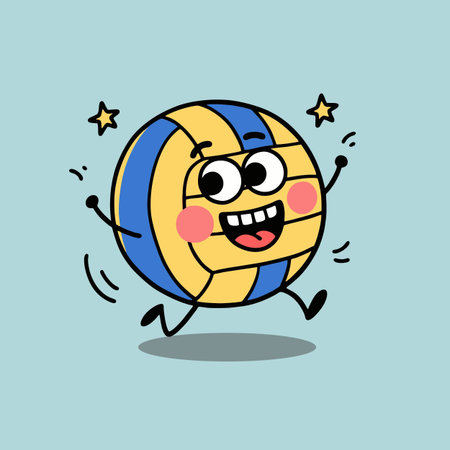 Volleyball cartoon character vector design. Beach ball character vector designのイラスト素材
