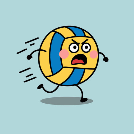 Volleyball cartoon character vector illustration design. Volleyball ball character design.のイラスト素材
