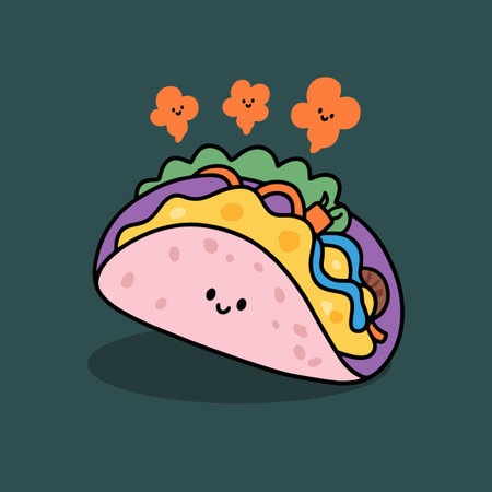 Illustration of a cute mexican burrito, vector illustrationのイラスト素材