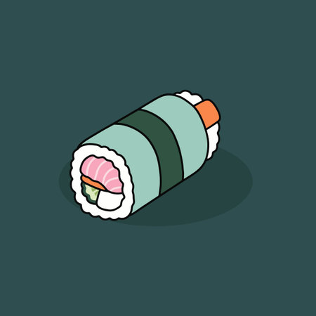Illustration of sushi roll in flat design style. Vector illustration.のイラスト素材