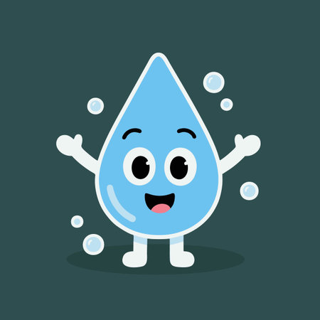 Water drop character design. Cute cartoon character. Vector illustration.のイラスト素材