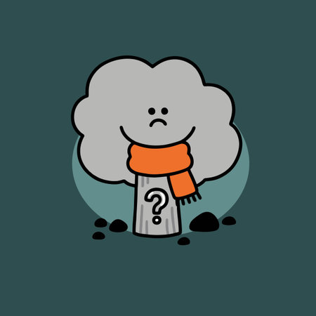 Sad cloud with question mark. Vector illustration in flat cartoon style.のイラスト素材