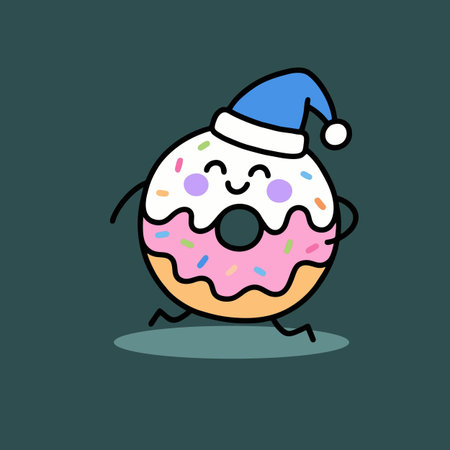 Cartoon donut with santa claus hat. Vector illustration.のイラスト素材