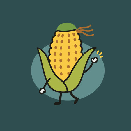 Corn character. Cute vector illustration in cartoon style. Corn character.のイラスト素材