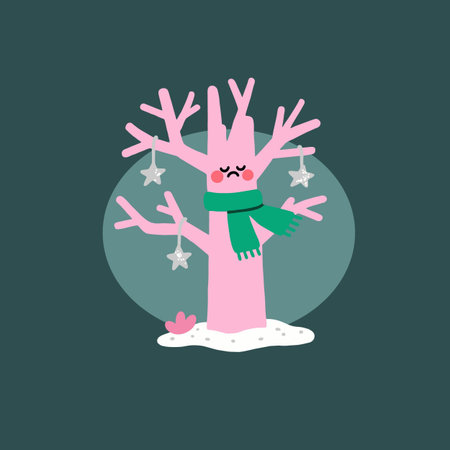 Cute cartoon tree character. Vector illustration in flat design style.のイラスト素材