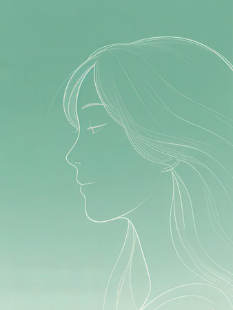 Portrait of a beautiful young woman in profile. Vector illustration.