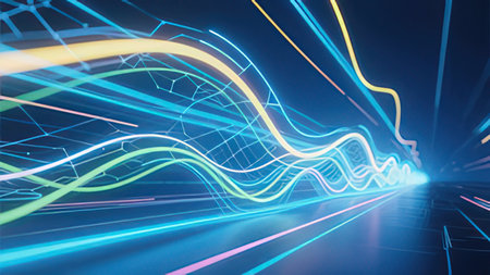 Abstract light trails on the road at night. 3d rendering.