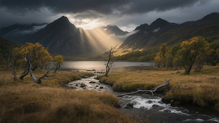Autumn landscape in Glencoe, Lochaber, Scotland.