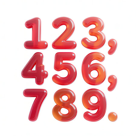 Red plastic number on white background. 3d render. Isolated