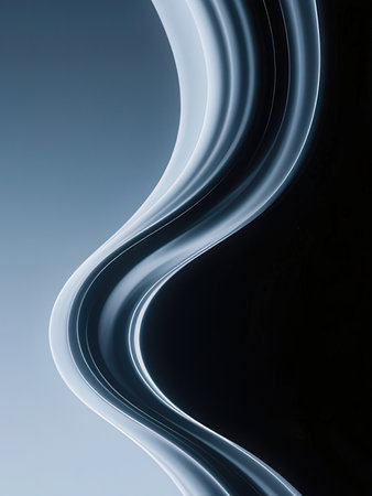 abstract background with smooth lines in blue and black colors, digitally generated imageの写真素材