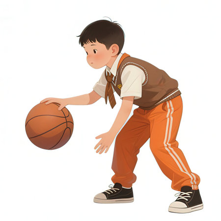 Boy playing basketball isolated on a white background. Vector illustration. Eps 10.の写真素材