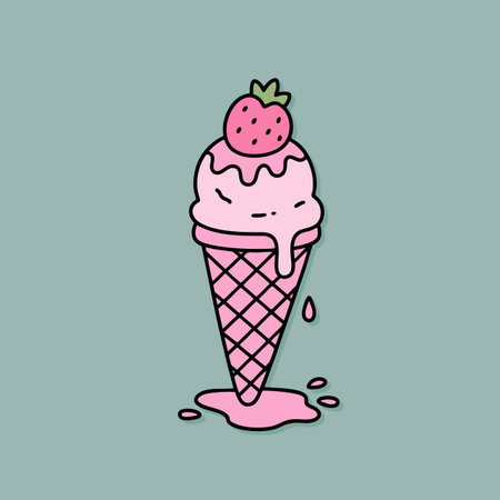 Ice cream in a waffle cone. Hand drawn vector illustration.のイラスト素材