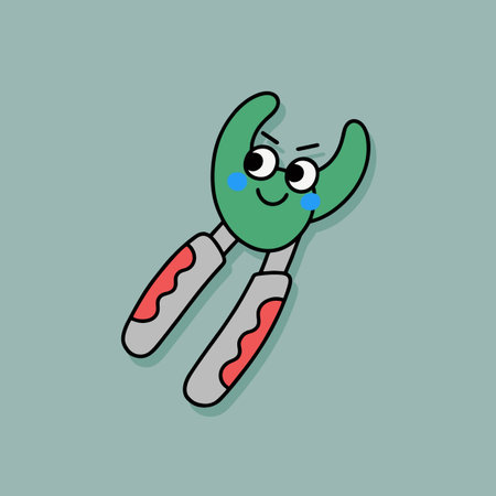 Cartoon illustration of a pruning shears with eyes and mouthのイラスト素材