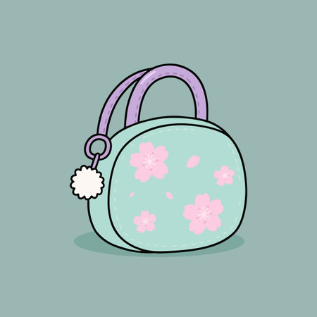 Handbag with pink flowers. Vector illustration in a flat style.のイラスト素材