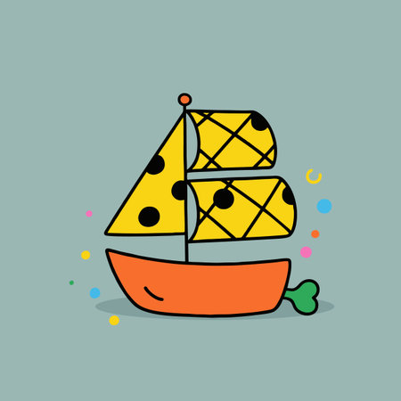 Sailboat on the sea. Vector illustration in flat style.のイラスト素材