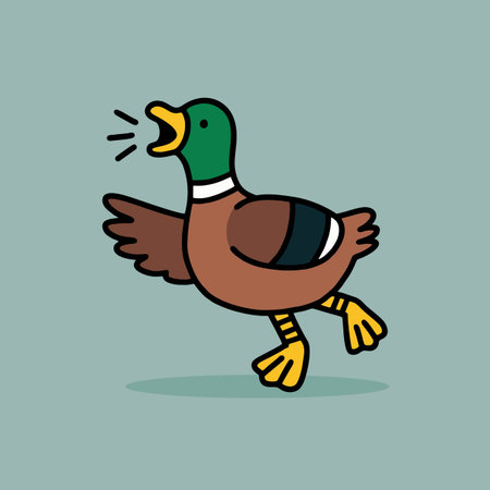 Duck. Vector illustration in flat cartoon style. Isolated on blue background.のイラスト素材
