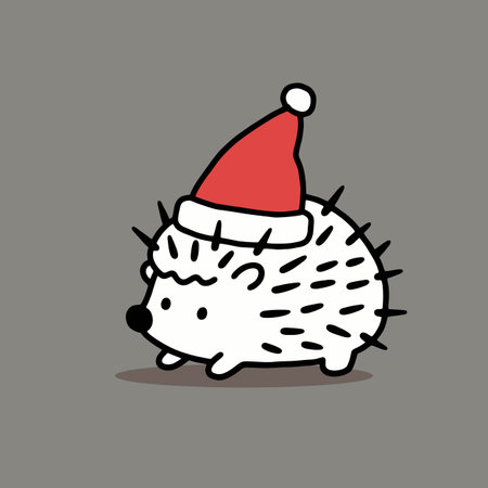 Cute Hedgehog wearing a Santa Claus hat. Vector illustration.のイラスト素材
