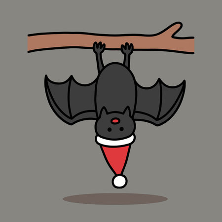 Bat on tree cartoon vector illustration. Flat design. Halloween concept.のイラスト素材