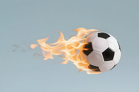 Soccer ball on fire isolated on white background. 3d illustration