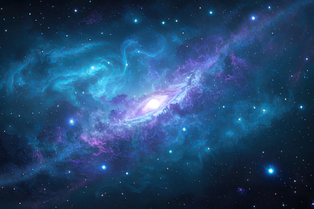 Nebula and galaxies in space.