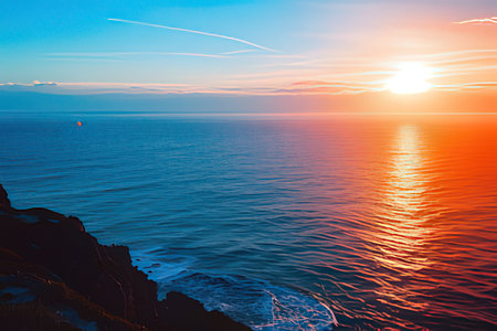 Sunset over the Atlantic Ocean in Tenerife Canary Islands Spainの写真素材