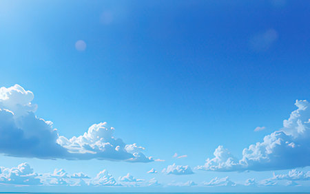 Cloudy blue sky abstract background, blue sky background with tiny clouds, 3d illustrationの写真素材