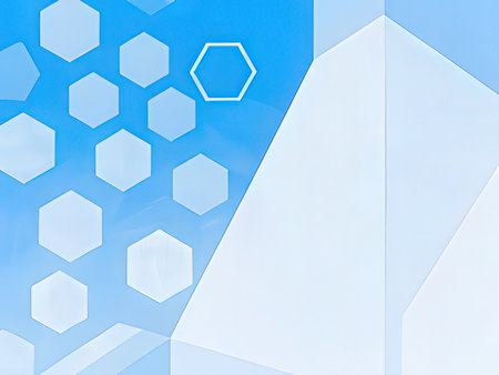Abstract blue and white geometric background with hexagons. 3d renderingの写真素材