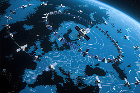 Satellite orbiting the planet Earth. Elements of this image furnished by NASA