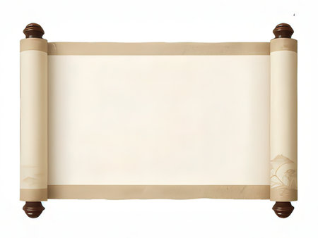 Old paper scroll isolated on white background with clipping path. Vintage style.の写真素材