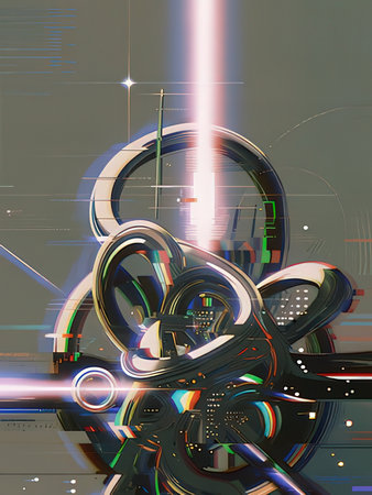 Abstract technology background. Futuristic computer-generated image. Digital art.の写真素材