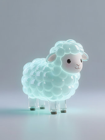 Sheep made of plasticine on a white background. 3d rendering