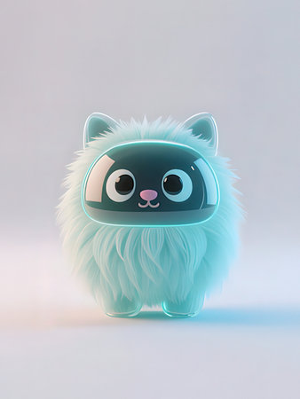 Cute cartoon cat in astronaut helmet. 3d rendering illustration.の写真素材