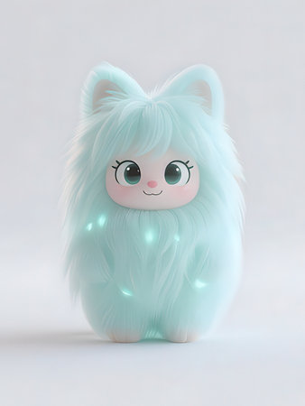 Cute cat with blue hair, 3d rendering. Computer digital drawing.の写真素材