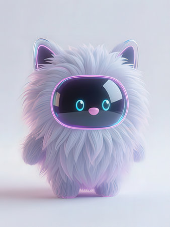 Cute kawaii cat with blue eyes. 3d rendering
