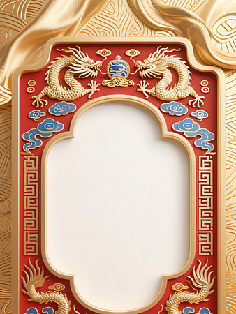 3d illustration of Chinese New Year frame with copy space for text