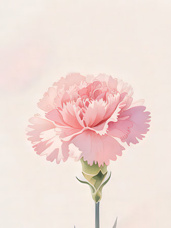 Pink carnation on a white background with a place for your textの写真素材