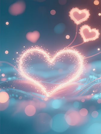 Valentine's day background with heart and bokeh lightsの写真素材