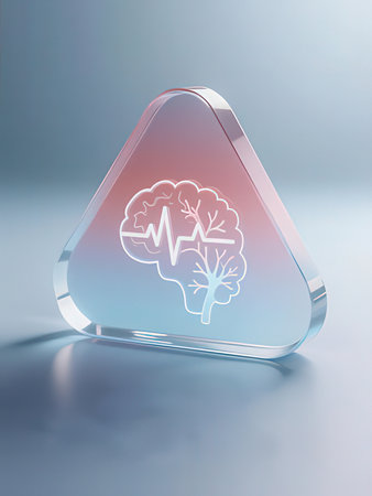 3d render of a crystal icon with a brain inside on a blue background