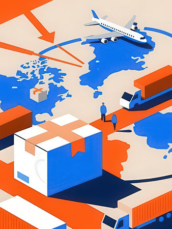 Logistics and transportation of goods around the world. 3d renderingの写真素材