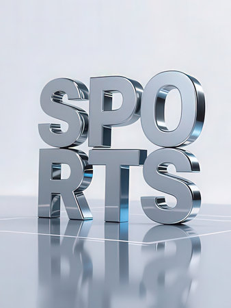 3d render of the word SPORTS on a white backgroundの写真素材
