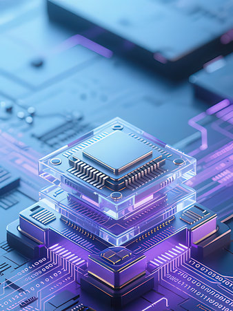 Circuit board close-up. Technology background. 3d rendering