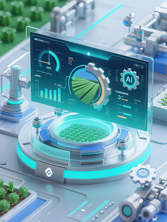 Futuristic industry 4.0 concept. 3d illustration.