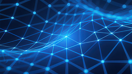 Abstract polygonal space low poly dark background with connecting dots and lines. Connection...