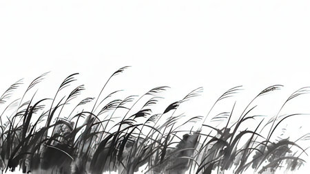 Pampas grass on white background, 3d rendering. Computer digital drawing.の写真素材