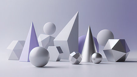 Abstract background with geometric shapes. 3d rendering. Computer digital drawing.の写真素材