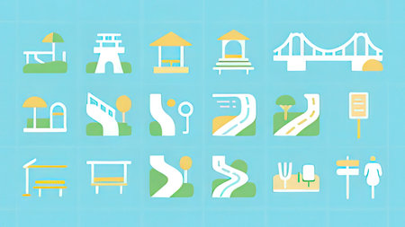 icon set of road and street in flat style. vector illustration.の写真素材