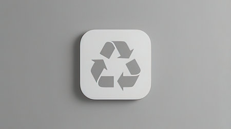 3d rendering of a recycling sign on a gray background. Recycling symbol
