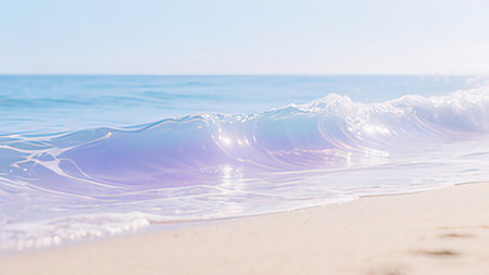 Soft wave of the sea on the sandy beach. Summer background.